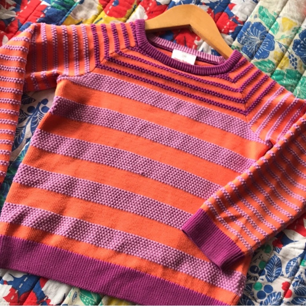Hanna Andersson Orange and Purple Striped Sweater